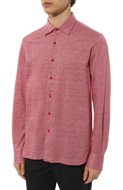 Рубашка из хлопка и льна STEFANO RICCI красного цвета по цене 99500 руб., арт. CJ006847/TE2301, фото 3 Рубашка из хлопка и льна STEFANO RICCI, арт. CJ006847/TE2301, фото 3