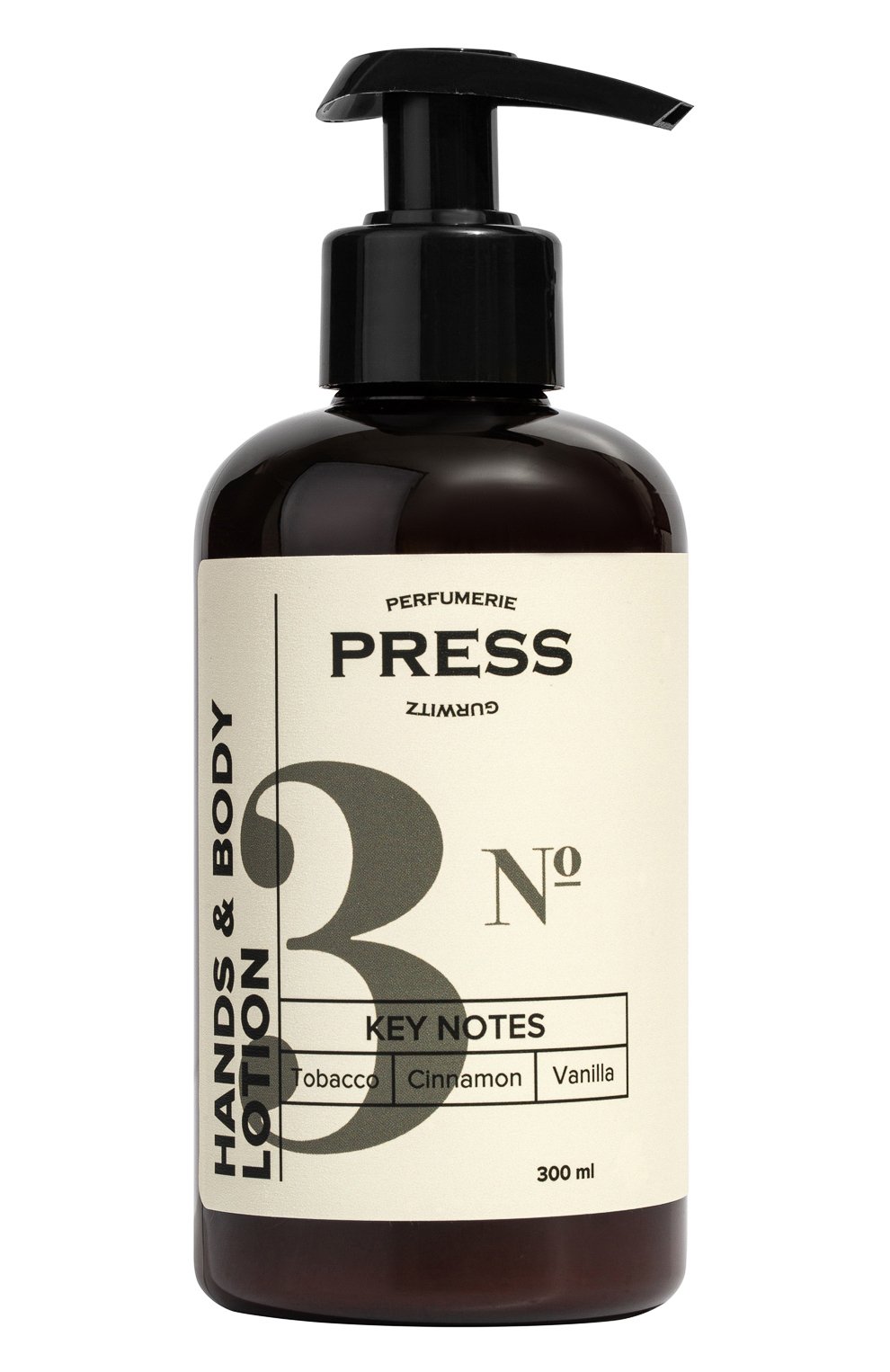 Увлажняющий лосьон для рук и тела №3 tobacco, cinnamon, vanilla (300ml) PRESS GURWITZ PERFUMERIE, арт. 4631159194119, фото 1