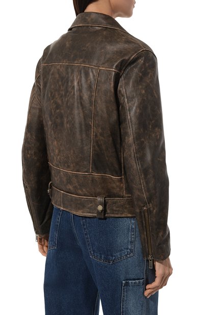 Кожаная куртка OLOLOL коричневого цвета по цене 105000 руб., арт. OLCLT001/NP.300.SHABBY/W24, фото 4 Кожаная куртка OLOLOL, арт. OLCLT001/NP.300.SHABBY/W24, фото 4