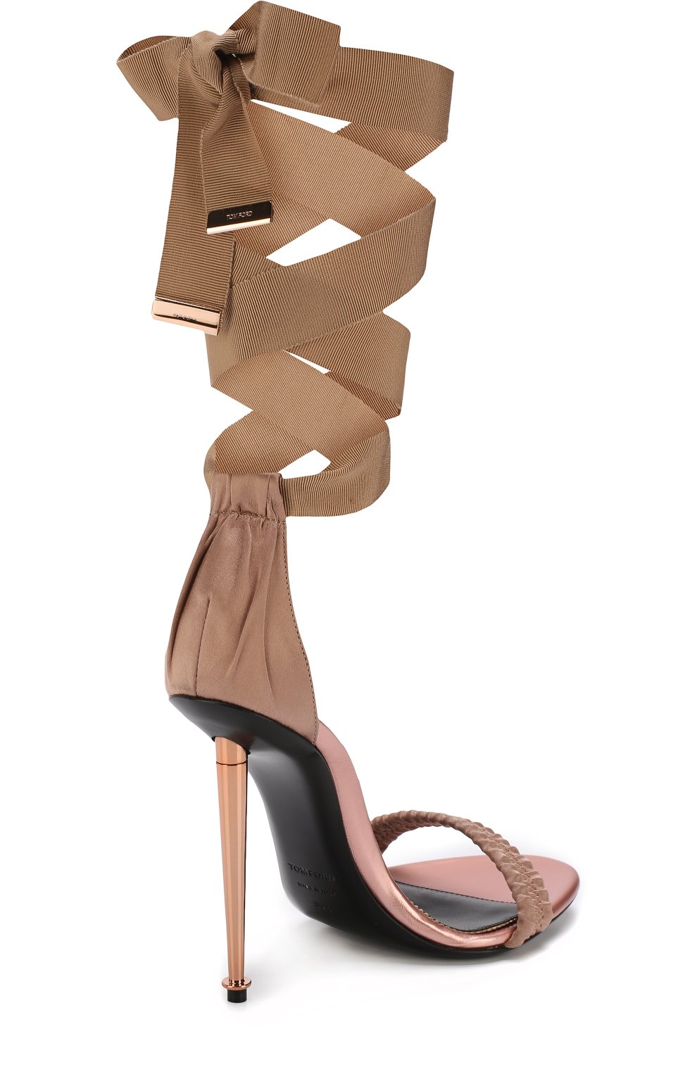 Текстильные босоножки metal heel на лентах TOM FORD, арт. W2193K-SAH, фото 4