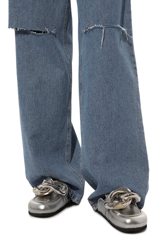 Кожаные сабо Chain JW Anderson Серебряный, фото 3