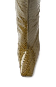 Женские кожаные сапоги lewis BOTTEGA VENETA хаки цвета, арт. 806735 V4PB0 | Фото 6 (Высота голенища: Средние; Подошва: Плоская; Каблук высота: Высокий; Драгоценные камни: Проставлено; Материал сплава: Проставлено; Материал внешний: Натуральная кожа; Каблук тип: Фигурный; Материал утеплителя: Без утеплителя)