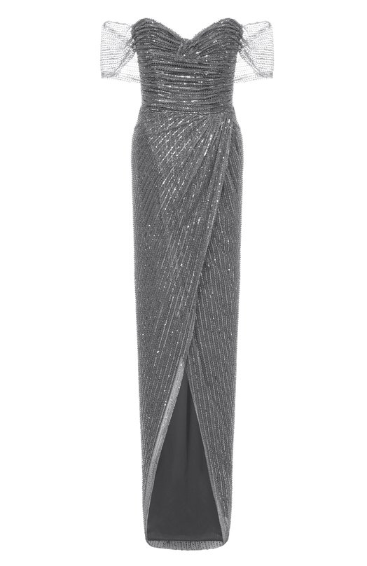 Платье с отделкой пайетками Sasha Kim SK-00001760 Серебряный SK-00001760