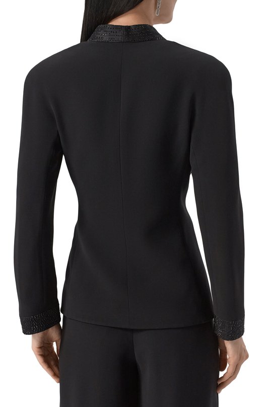 Шелковый жакет с отделкой стразами Giorgio Armani GW000673/AF15921 Чёрный  GW000673/AF15921 Фото 4