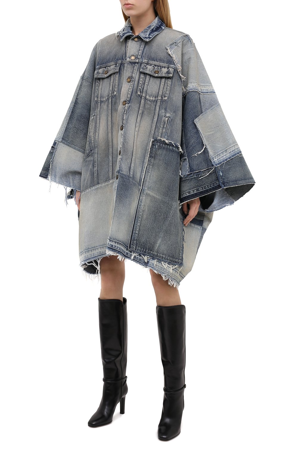 Джинсовое пальто SAINT LAURENT голубого цвета по цене 435500 руб., арт. 641234/Y372F, фото 3 Джинсовое пальто SAINT LAURENT, арт. 641234/Y372F, фото 3