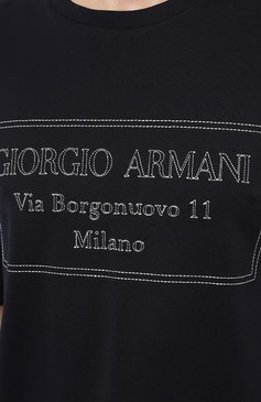 Мужская хлопковая футболка GIORGIO ARMANI темно-синего цвета, арт. 6RSM53/SJFBZ | Фото 5 (Рукава: Короткие; Длина (для топов): Стандартные; Принт: С принтом; Материал сплава: Проставлено; Материал внешний: Хлопок; Драгоценные камни: Проставлено; Стили: Кэжуэл)