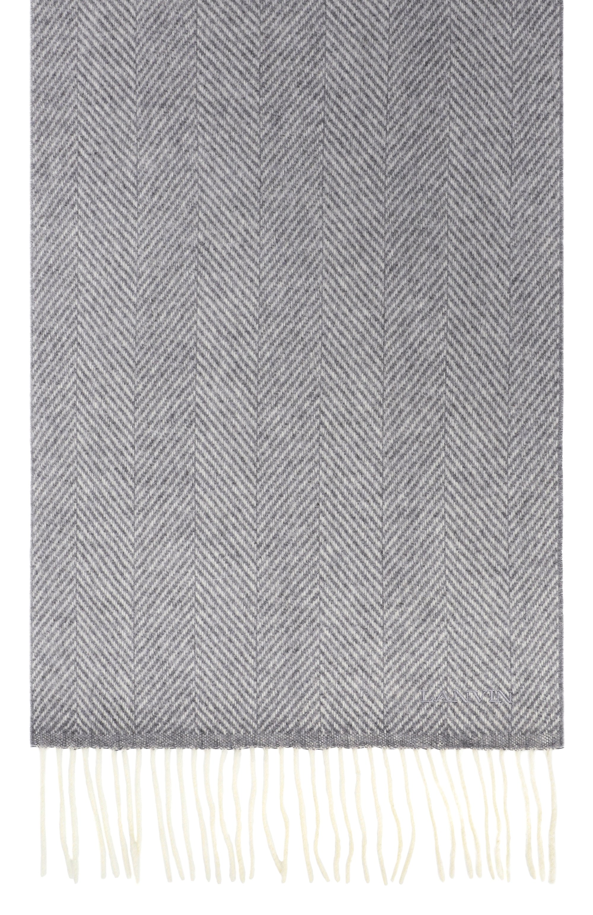 Шерстяной шарф LANVIN светло-серого цвета по цене 27550 руб., арт. 710002440, фото 4 Шерстяной шарф LANVIN, арт. 710002440, фото 4