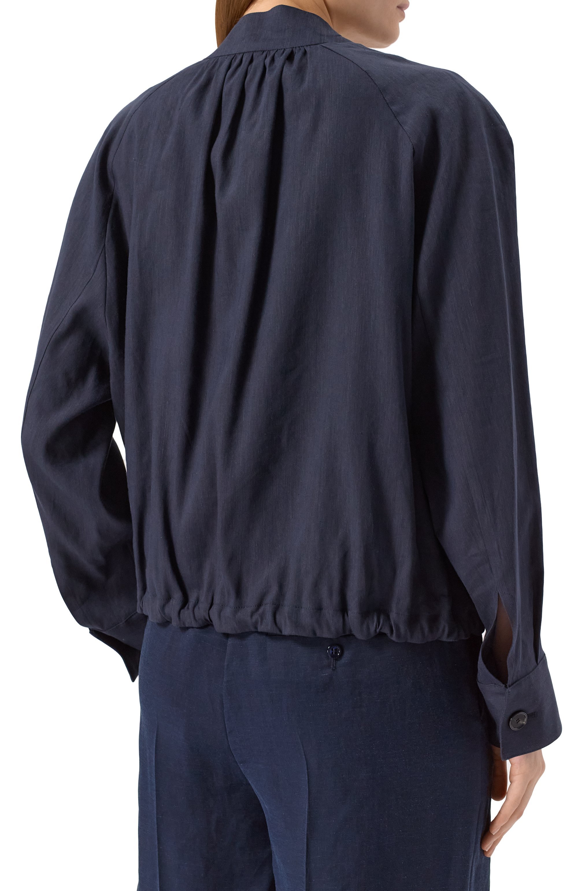 Бомбер изо льна и вискозы BOSS темно-синего цвета по цене 45450 руб., арт. 50537957, фото 4 Бомбер изо льна и вискозы BOSS, арт. 50537957, фото 4