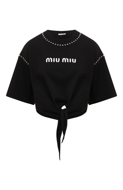 Хлопковая футболка MIU MIU, арт. MJN332-1ZVD-F0002, фото 1