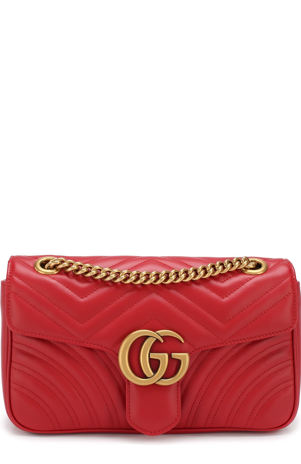 Женская сумка gg marmont GUCCI красного цвета, арт. 443497/DTDIT | Фото 1 (Сумки-технические: Сумки че�рез плечо; Материал: Натуральная кожа; Региональные ограничения белый список (Axapta Mercury): RU; Материал сплава: Проставлено, Проверено; Ремень/цепочка: На ремешке; Статус проверки: Проверено, Проверена категория; Драгоценные камни: Проставлено; Размер: small)