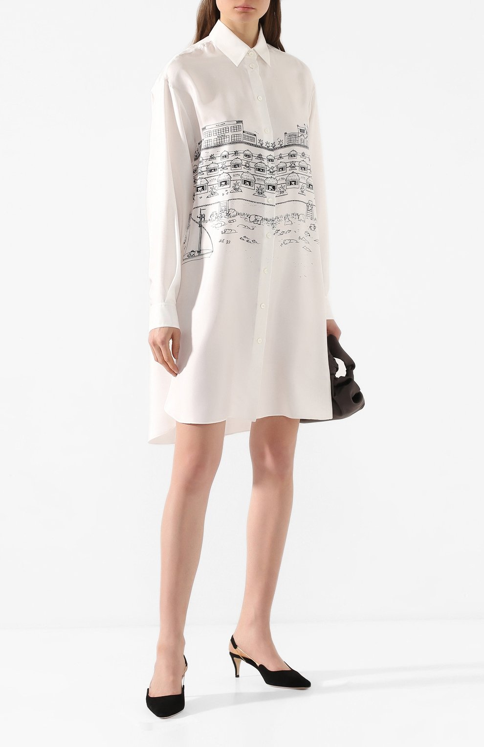 Шелковое платье LANVIN черно-белого цвета по цене 129500 руб., арт. RW-DR301I-4434-P20, фото 2 Шелковое платье LANVIN, арт. RW-DR301I-4434-P20, фото 2