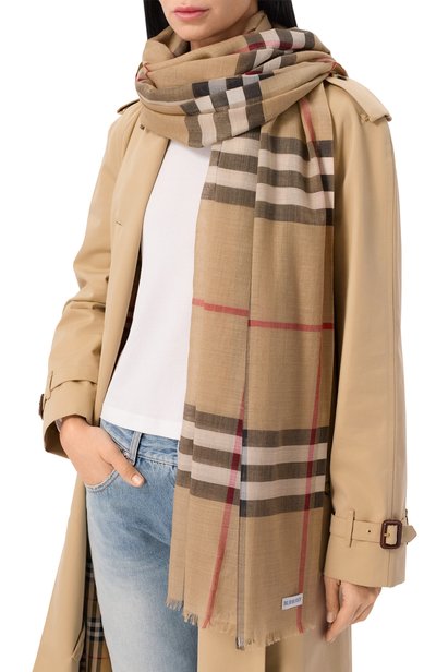 Женская палантин из шерсти и шелка BURBERRY, арт. 8078779