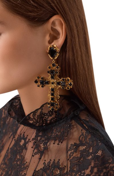 Клипсы DOLCE & GABBANA черного цвета по цене 212000 руб., арт. WES6V2/W1111, фото 2 Клипсы DOLCE & GABBANA, арт. WES6V2/W1111, фото 2