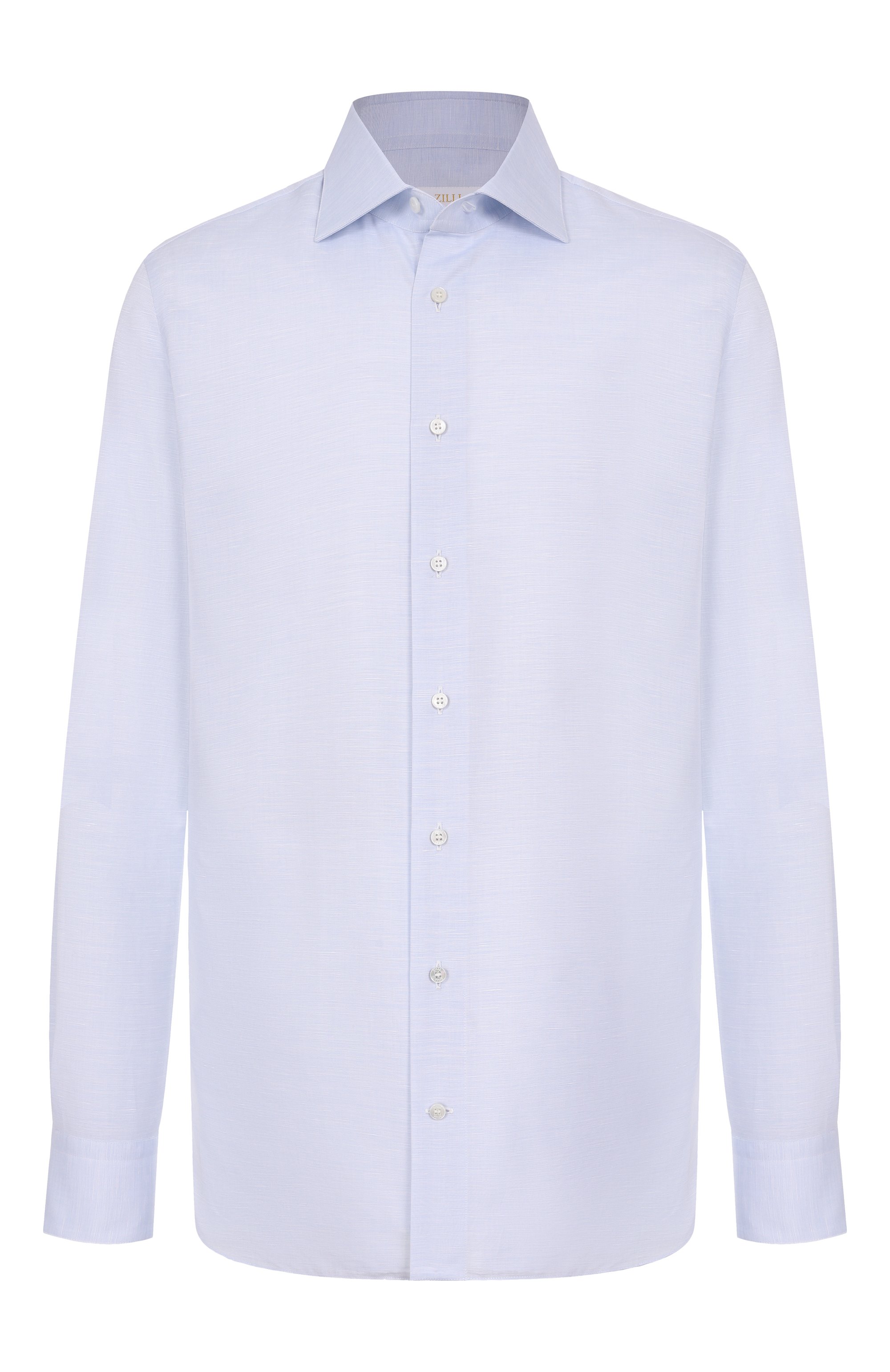 Сорочка из хлопка и льна ZILLI светло-голубого цвета по цене 117500 руб., арт. F0RC01M010204270U, фото 1 Сорочка из хлопка и льна ZILLI, арт. F0RC01M010204270U, фото 1