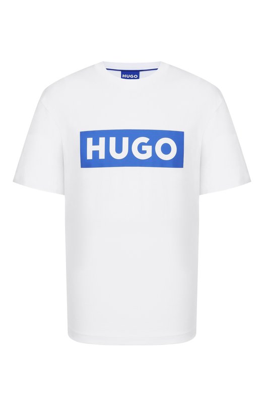 Хлопковая футболка HUGO Blue 50522376 Белый 50522376