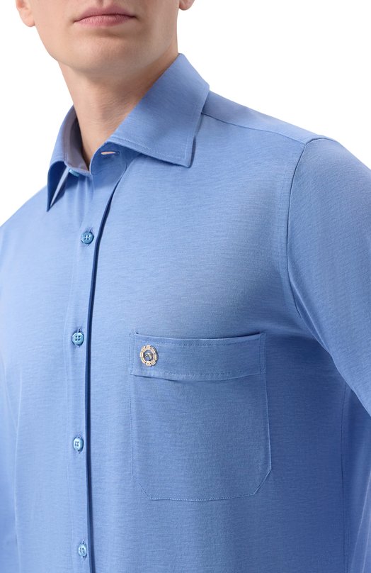 Рубашка из шелка и хлопка Stefano Ricci CJ007302/TE3100 Голубой  CJ007302/TE3100 Фото 5