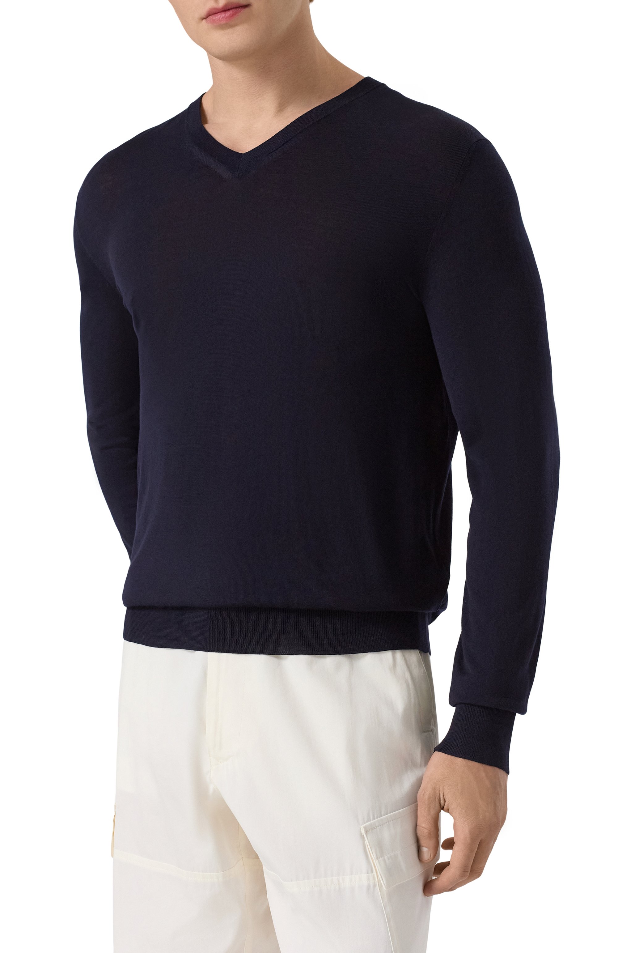 Шерстяной пуловер MVST темно-синего цвета по цене 136000 руб., арт. M0-M25.1MM.K411/44-60, фото 3 Шерстяной пуловер MVST, арт. M0-M25.1MM.K411/44-60, фото 3