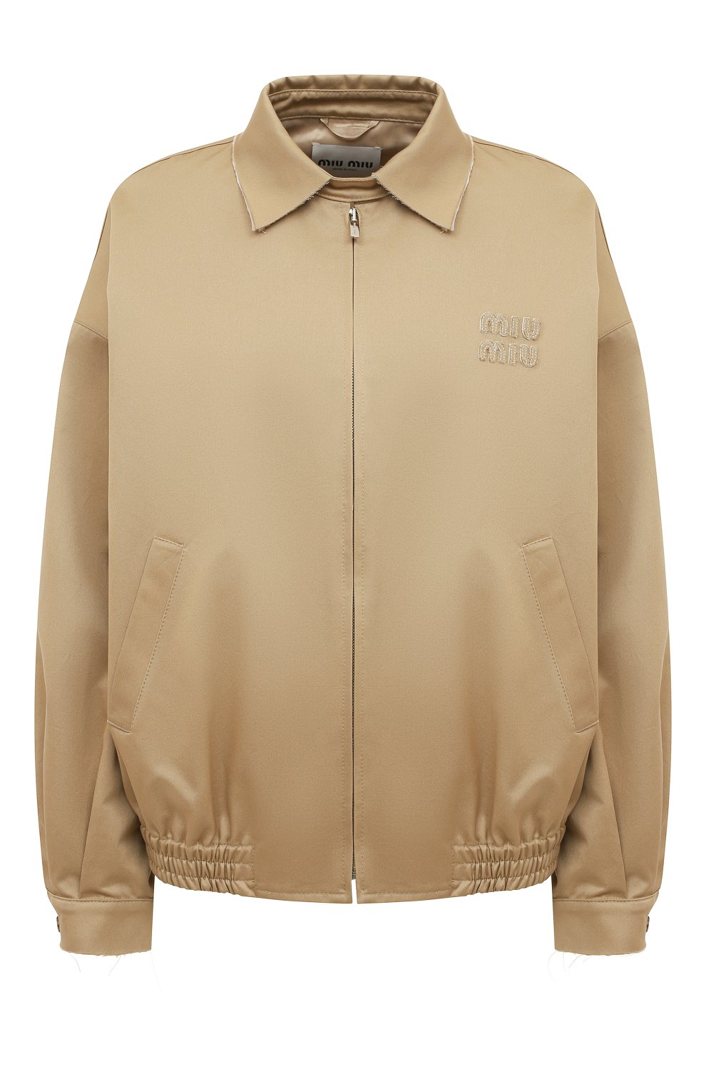 Хлопковая куртка MIU MIU бежевого цвета по цене 220000 руб., арт. ML843-1UPX-F0065, фото 1 Хлопковая куртка MIU MIU, арт. ML843-1UPX-F0065, фото 1