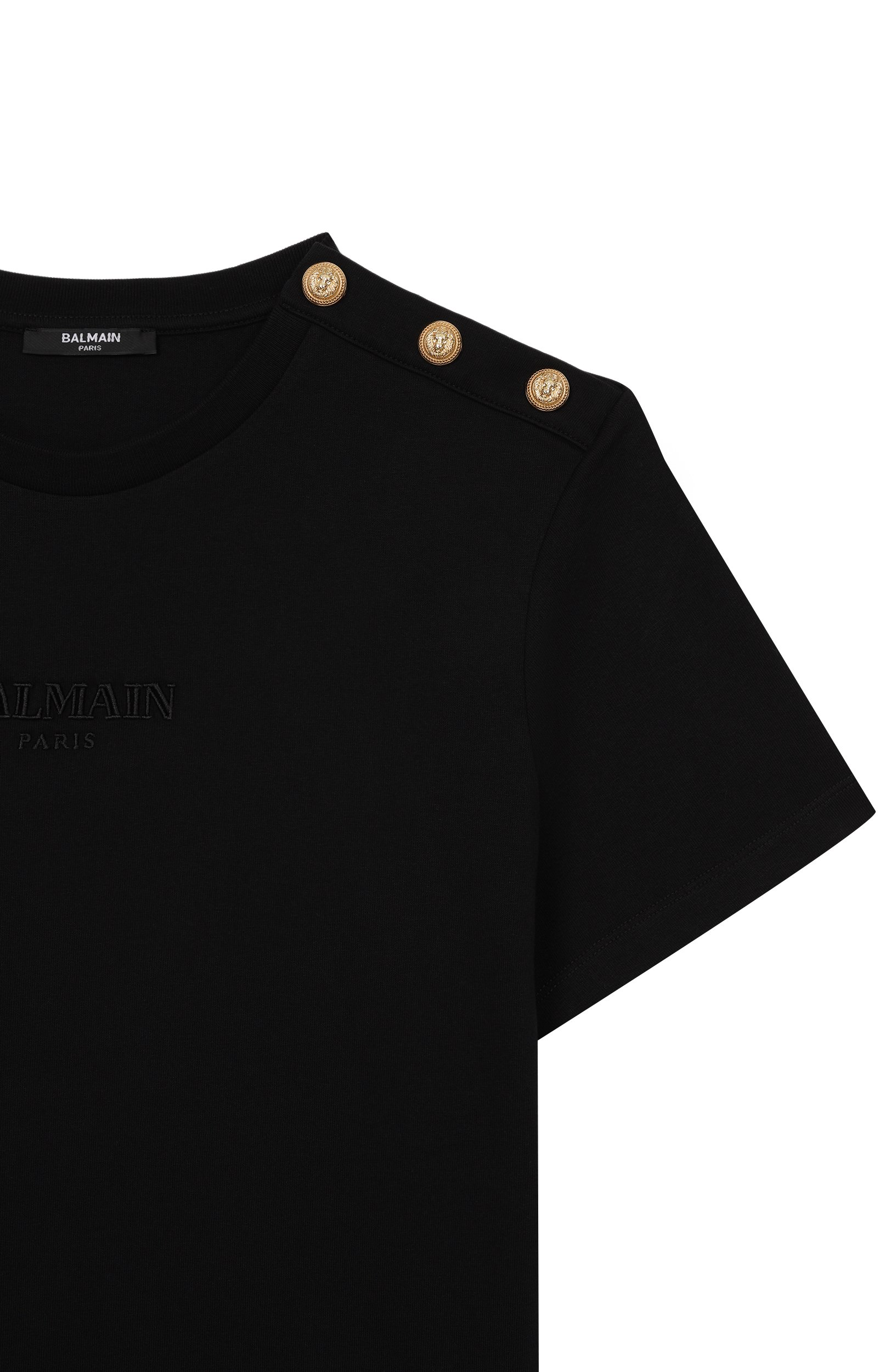 Хлопковая футболка BALMAIN черного цвета по цене 23900 руб., арт. BZ8I81, фото 3 Хлопковая футболка BALMAIN, арт. BZ8I81, фото 3