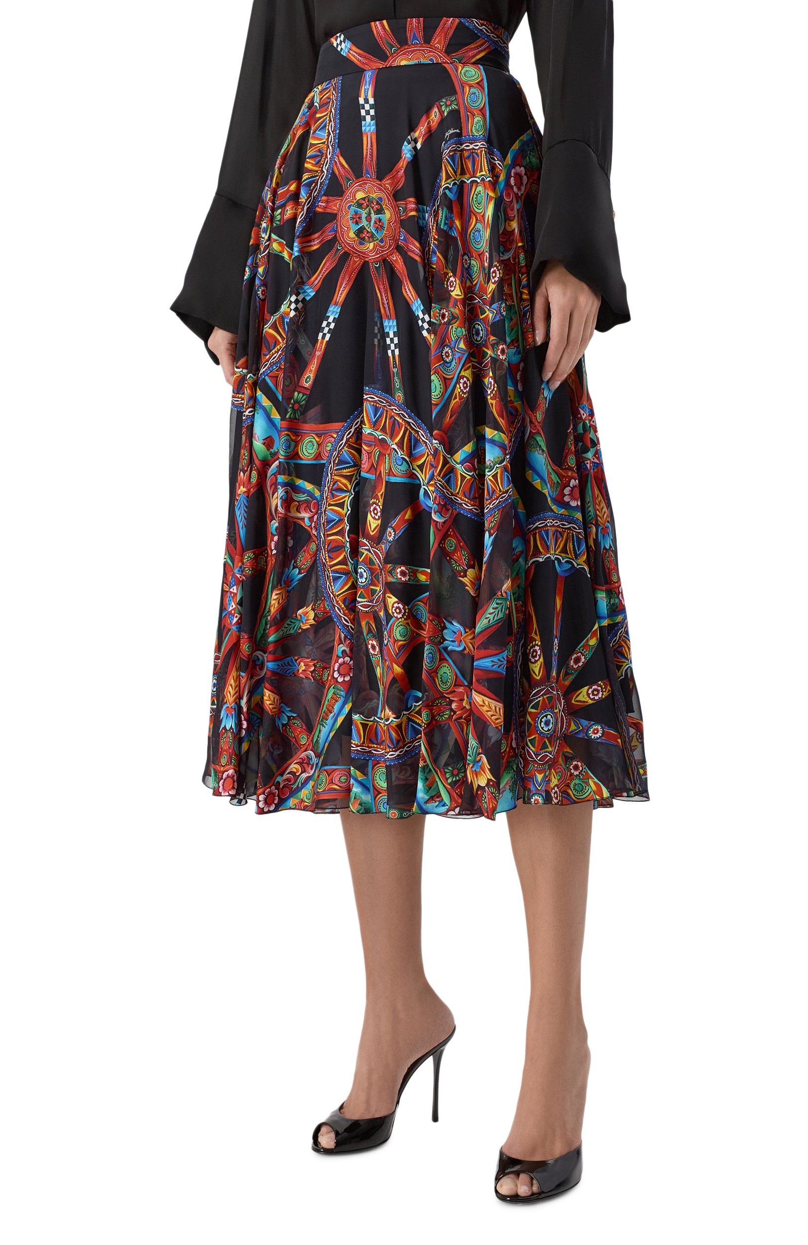 Юбка из вискозы и шелка DOLCE & GABBANA разноцветного цвета по цене 336500 руб., арт. F4CS0T/FSTB5, фото 3 Юбка из вискозы и шелка DOLCE & GABBANA, арт. F4CS0T/FSTB5, фото 3