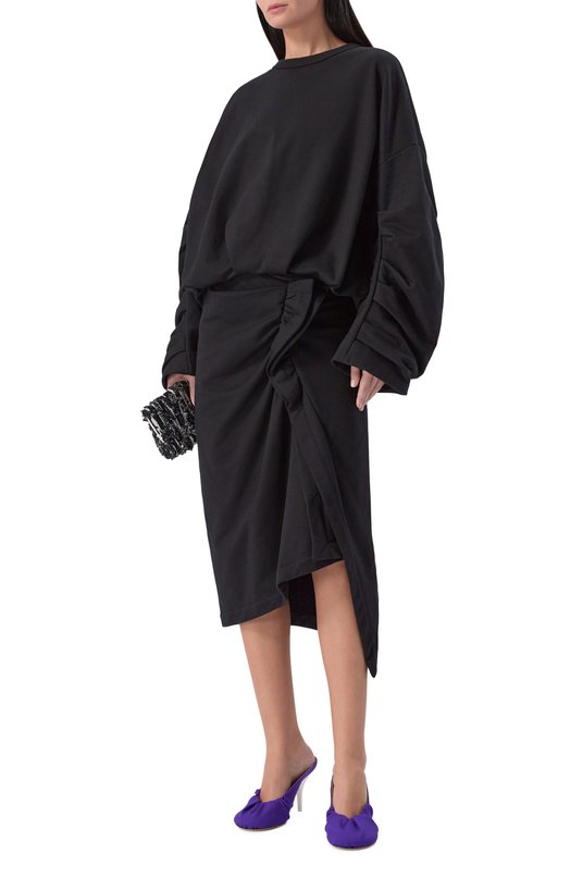 Хлопковый свитшот Dries Van Noten 131109/3611 Чёрный  131109/3611 Фото 2