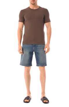 Мужская хлопковая футболка TOM FORD коричневого цвета, арт. T4M08104 | Фото 2 (Рукава: Короткие; Материал сплава: Проставлено; Длина (для топов): Стандартные; Драгоценные камни: Проставлено; Кросс-КТ: бельё; Материал внешний: Хлопок)