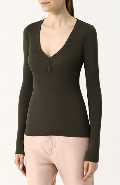 Облегающий шелковый пуловер с v-образным вырезом TOM FORD, арт. TSJ257-FAX290, фото 3