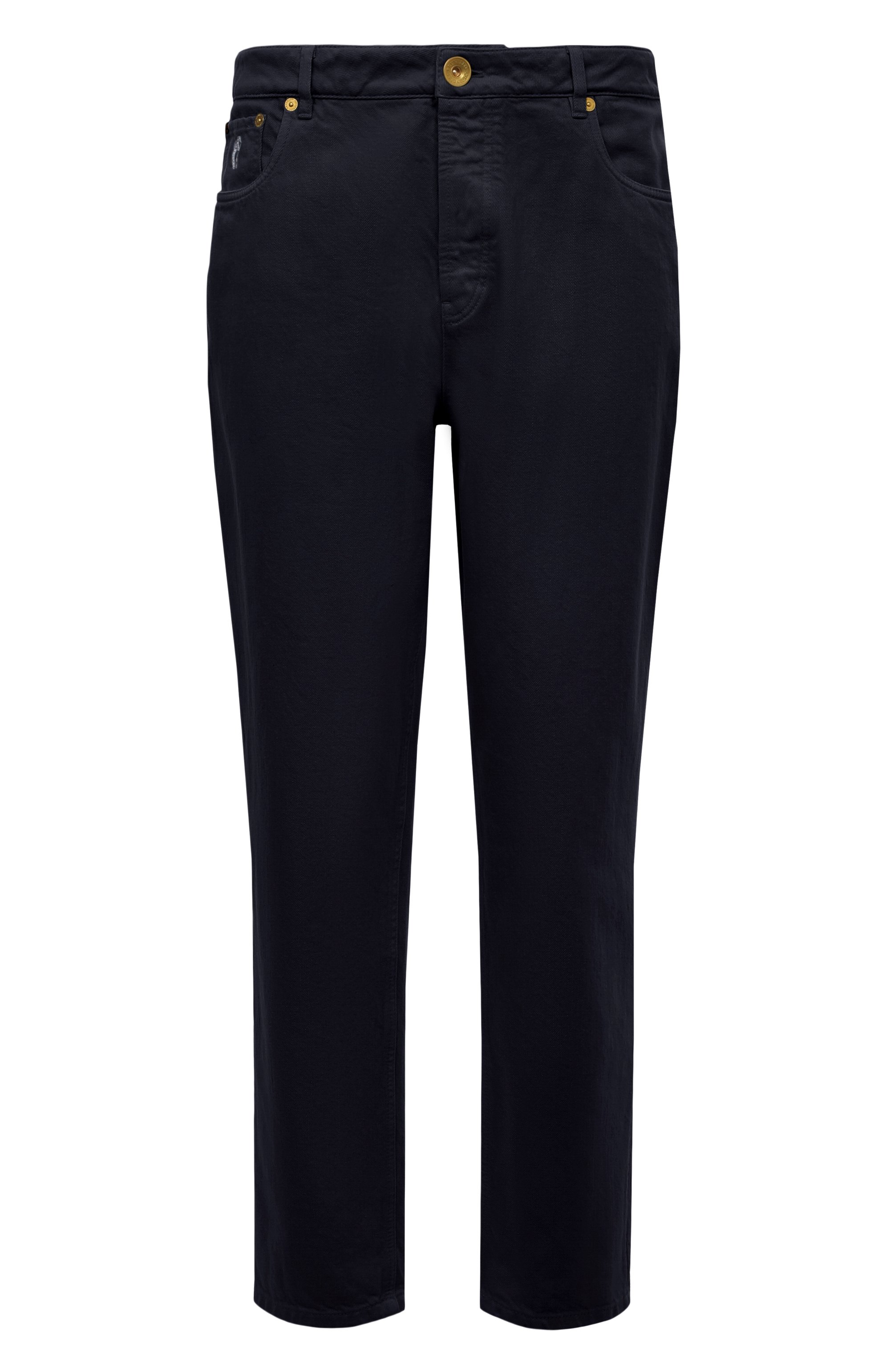 Джинсы straight fit BRUNELLO CUCINELLI темно-синего цвета по цене 94150 руб., арт. M262PB2275, фото 1 Джинсы straight fit BRUNELLO CUCINELLI, арт. M262PB2275, фото 1