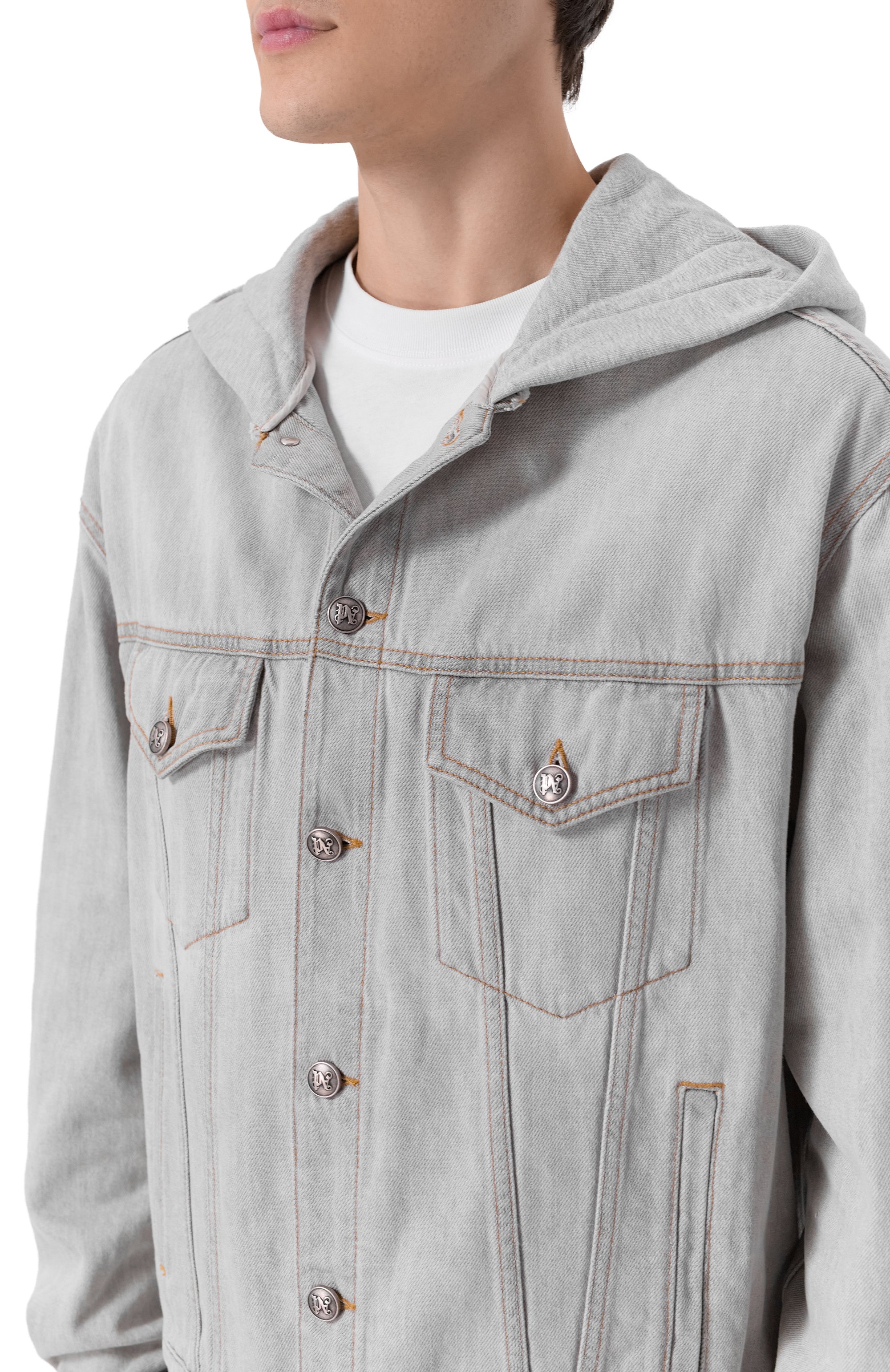 Джинсовая куртка PALM ANGELS светло-серого цвета по цене 99400 руб., арт. PMYE05CF25DEN001, фото 5 Джинсовая куртка PALM ANGELS, арт. PMYE05CF25DEN001, фото 5