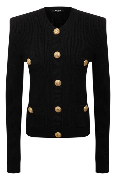 Кардиган из вискозы BALMAIN черного цвета по цене 166500 руб., арт. XF1KL005/KB39, фото 1 Кардиган из вискозы BALMAIN, арт. XF1KL005/KB39, фото 1