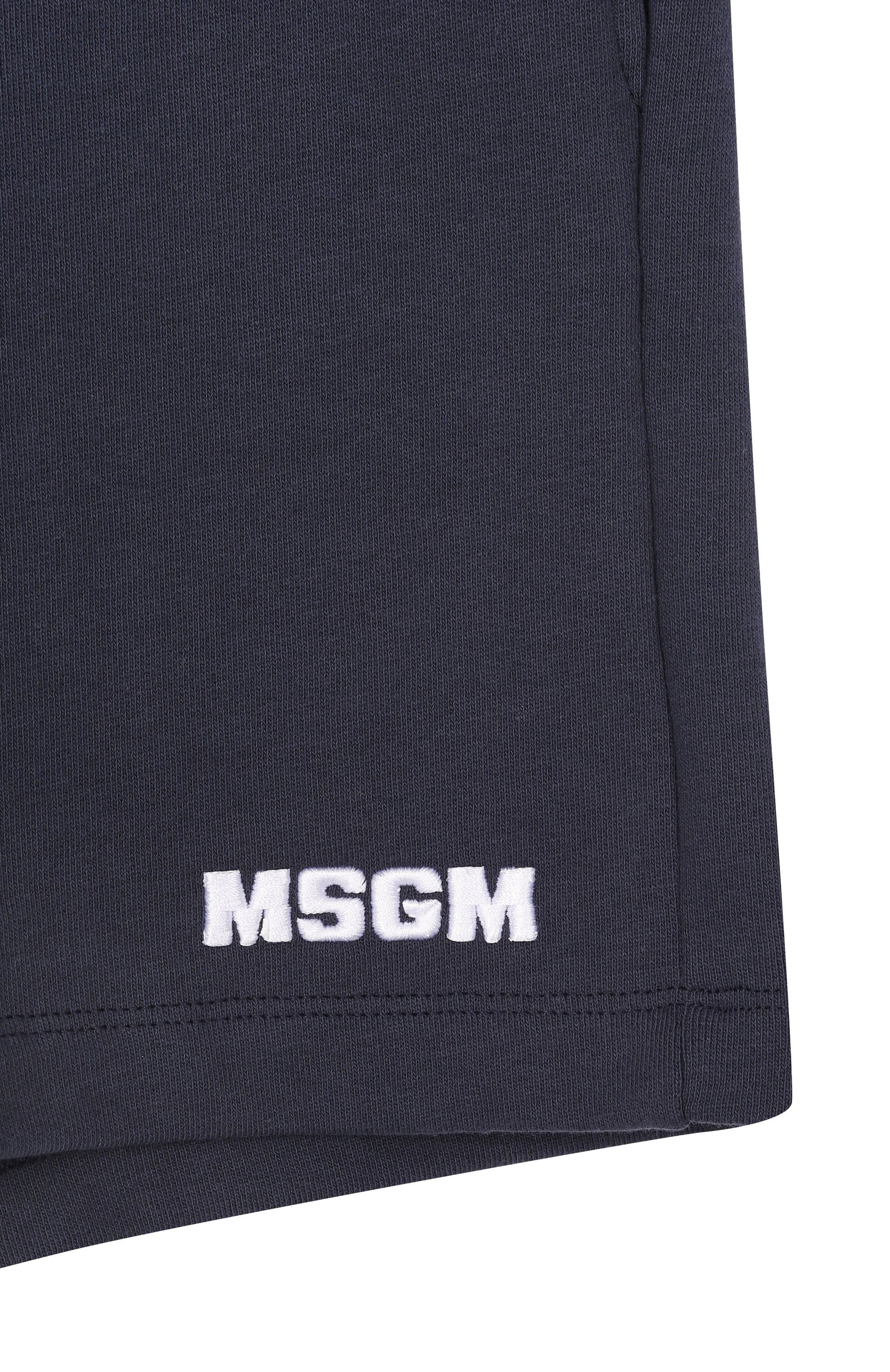 Хлопковые шорты MSGM KIDS темно-синего цвета по цене 8995 руб., арт. S6MSJUBE013, фото 3 Хлопковые шорты MSGM KIDS, арт. S6MSJUBE013, фото 3