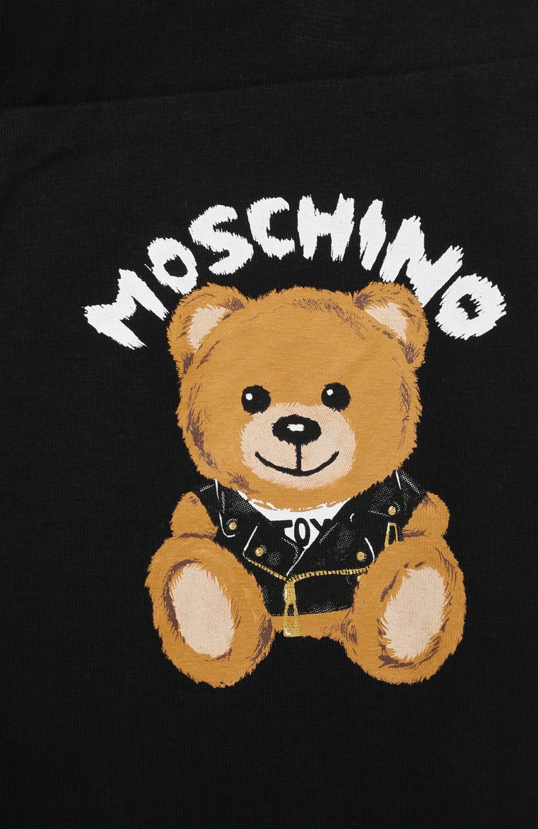 Детские хлопковые легинсы MOSCHINO черного цвета, арт. HKP047/LBA12 | Фото 3 (Материал внешний: Хлопок; Тематический товар: Teddy Bear; Региональные ограничения белый список (Axapta Mercury): Не проставлено; Нос: Не проставлено; Ростовка одежда: 10 - 11 лет | 140 - 146см, 12 лет | 152 см, 13 - 15 лет | 158 см, 4 года | 104 см, 6 лет | 116 см, 8 лет | 128 см)