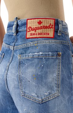 Женские джинсы traveller DSQUARED2 синего цвета, арт. S72LB0834/S30309 | Фото 5 (Длина (брюки, джинсы): Удлиненные; Материал внешний: Хлопок, Деним; Кросс-КТ: Деним; Силуэт Ж (брюки и джинсы): Широкие; Детали: Делаве; Стили: Гранж)