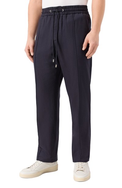 Брюки из хлопка и вискозы DOLCE & GABBANA темно-синего цвета по цене 125500 руб., арт. GP147T/FCTAB, фото 3 Брюки из хлопка и вискозы DOLCE & GABBANA, арт. GP147T/FCTAB, фото 3