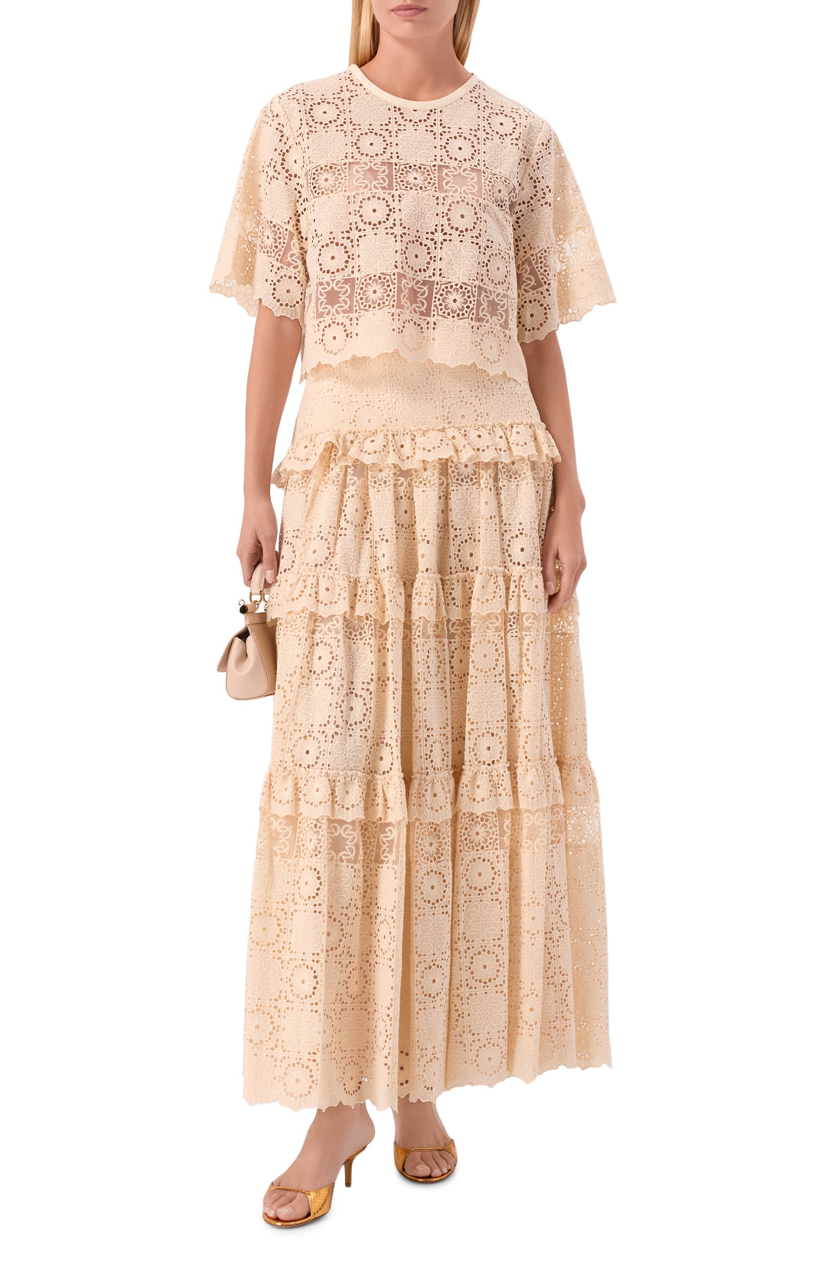 Топ из хлопка и шелка ELIE SAAB кремового цвета по цене 186500 руб., арт. T0387NBC26/C0ES1, фото 2 Топ из хлопка и шелка ELIE SAAB, арт. T0387NBC26/C0ES1, фото 2