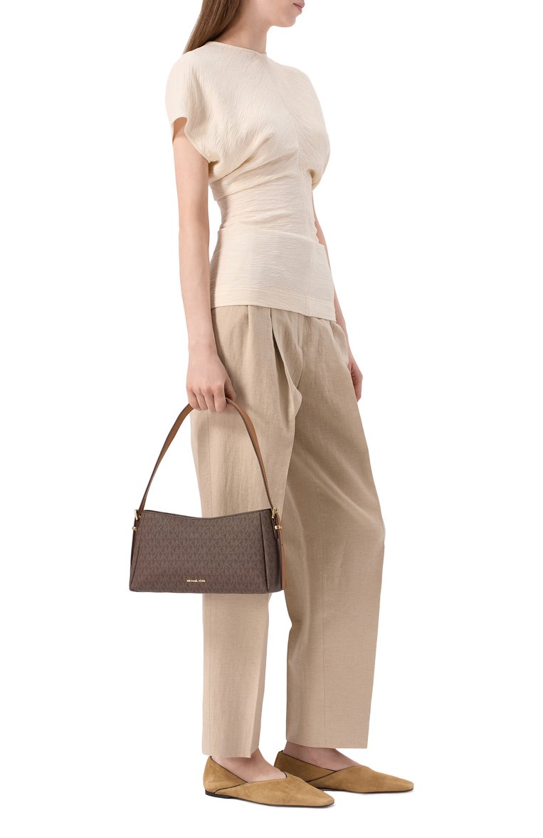 Женская сумка moore medium MICHAEL MICHAEL KORS коричневого цвета, арт. 32R5G90C6B | Фото 7 (Размер: medium; Материал: Экокожа, Канва)