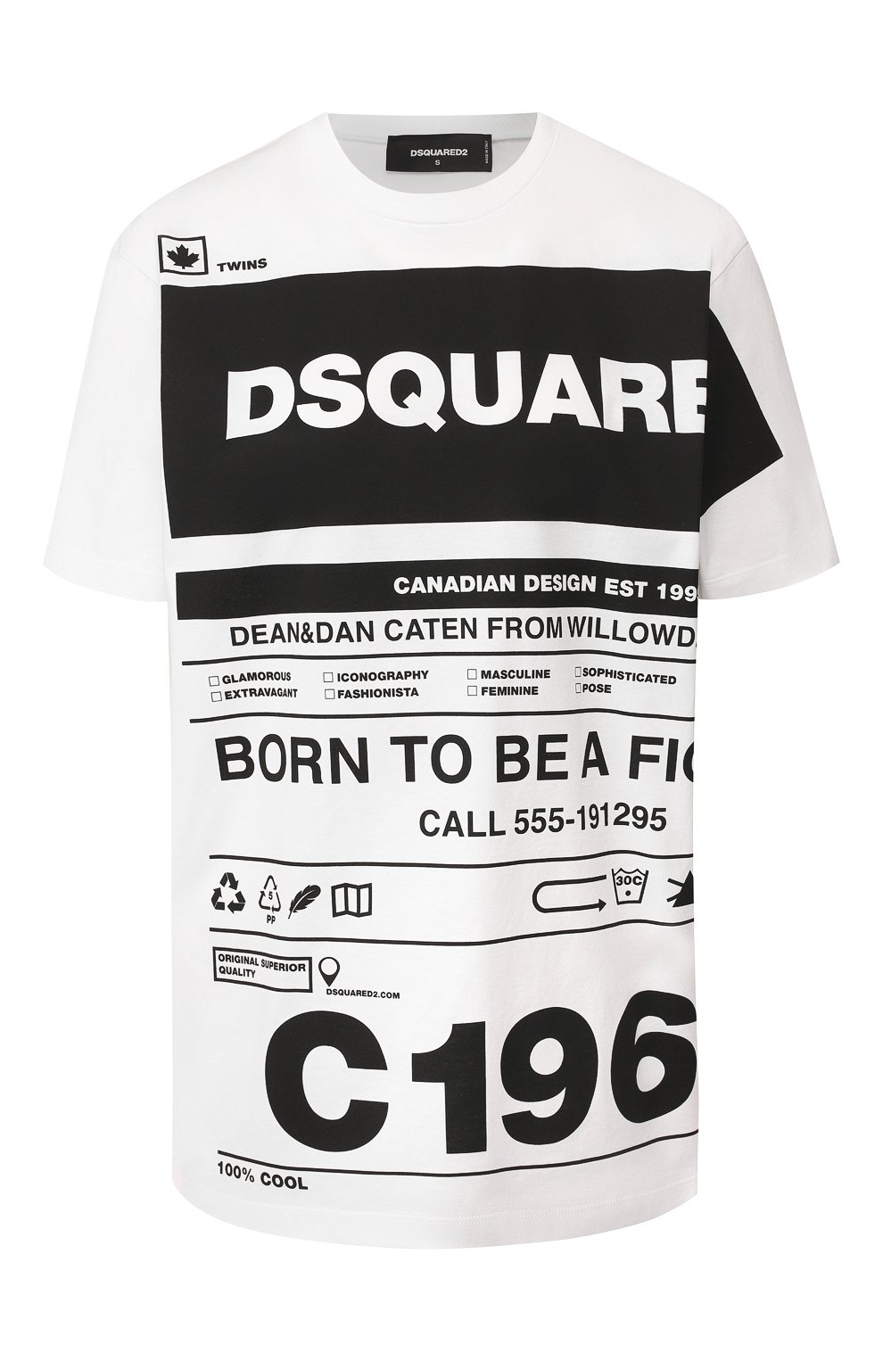 Хлопковая футболка DSQUARED2 белого цвета по цене 26450 руб., арт. S75GD0072/S22427, фото 1 Хлопковая футболка DSQUARED2, арт. S75GD0072/S22427, фото 1