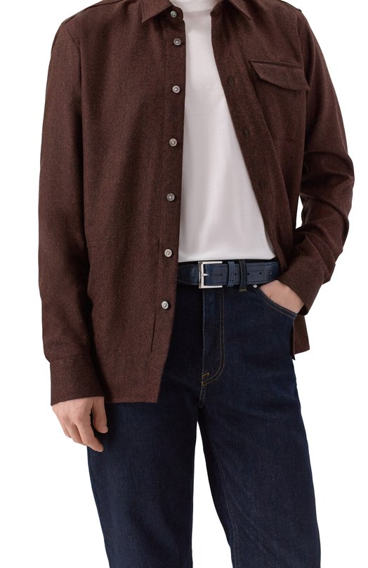 Ремень с отделкой  из кожи крокодила Kiton USC4336N0134001 Синий  USC4336N0134001 Фото 2