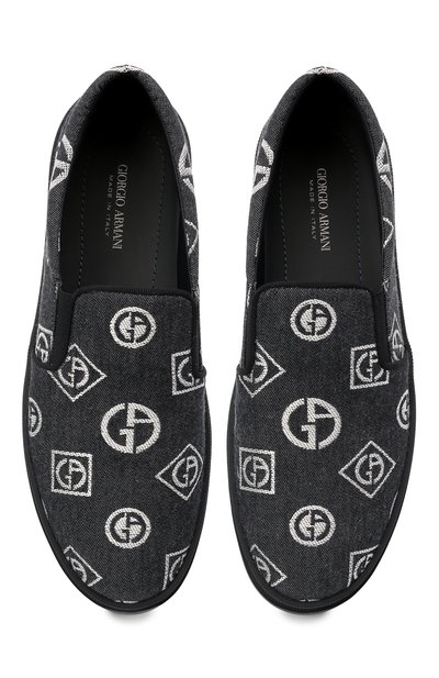 Текстильные слипоны GIORGIO ARMANI синего цвета по цене 59950 руб., арт. X2X138/XD226, фото 5 Текстильные слипоны GIORGIO ARMANI, арт. X2X138/XD226, фото 5