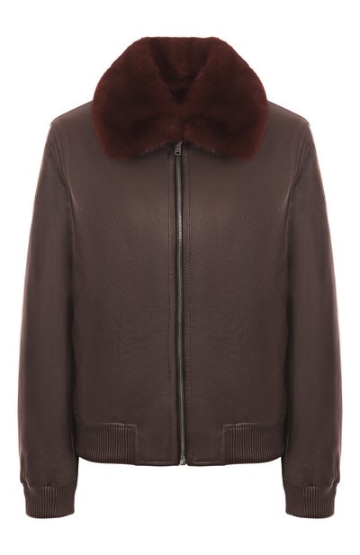 Женский кожаный бомбер с отделкой из норки YVES SALOMON, арт. V20255/APXX