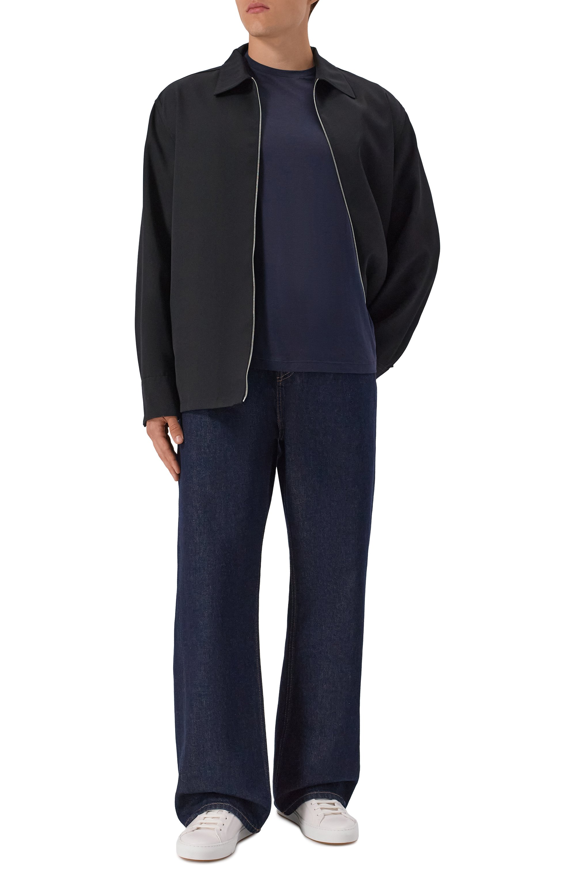 Лонгслив из шелка и хлопка 12 STOREEZ темно-синего цвета по цене 19000 руб., арт. 134229, фото 2 Лонгслив из шелка и хлопка 12 STOREEZ, арт. 134229, фото 2