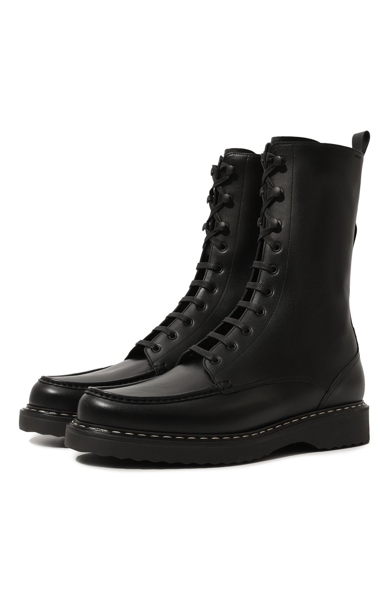 Мужские кожаные ботинки BALLY черного цвета, арт. MSB05D/VT012 | Фото 1 (Подошва: Плоская; Материал внутренний: Натуральная кожа; Материал утеплителя: Без утеплителя; Мужское Кросс-КТ: Байкеры-обувь; Материал внешний: Натуральная кожа)