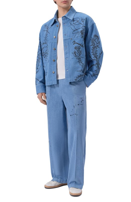 Хлопковые брюки DOMREBEL M LAZY/PLEATED TR0USERS Голубой  M LAZY/PLEATED TR0USERS Фото 2