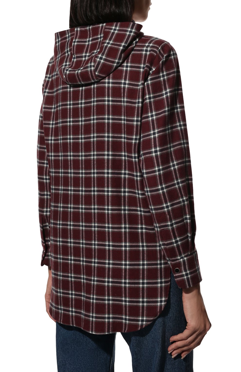 Хлопковая рубашка с капюшоном KITON бордового цвета по цене 111500 руб., арт. D54449H08260, фото 4 Хлопковая рубашка с капюшоном KITON, арт. D54449H08260, фото 4