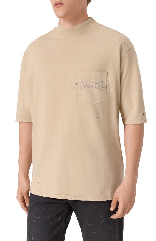Хлопковая футболка Maison Margiela S50GC0714/S24567 Бежевый  S50GC0714/S24567 Фото 3