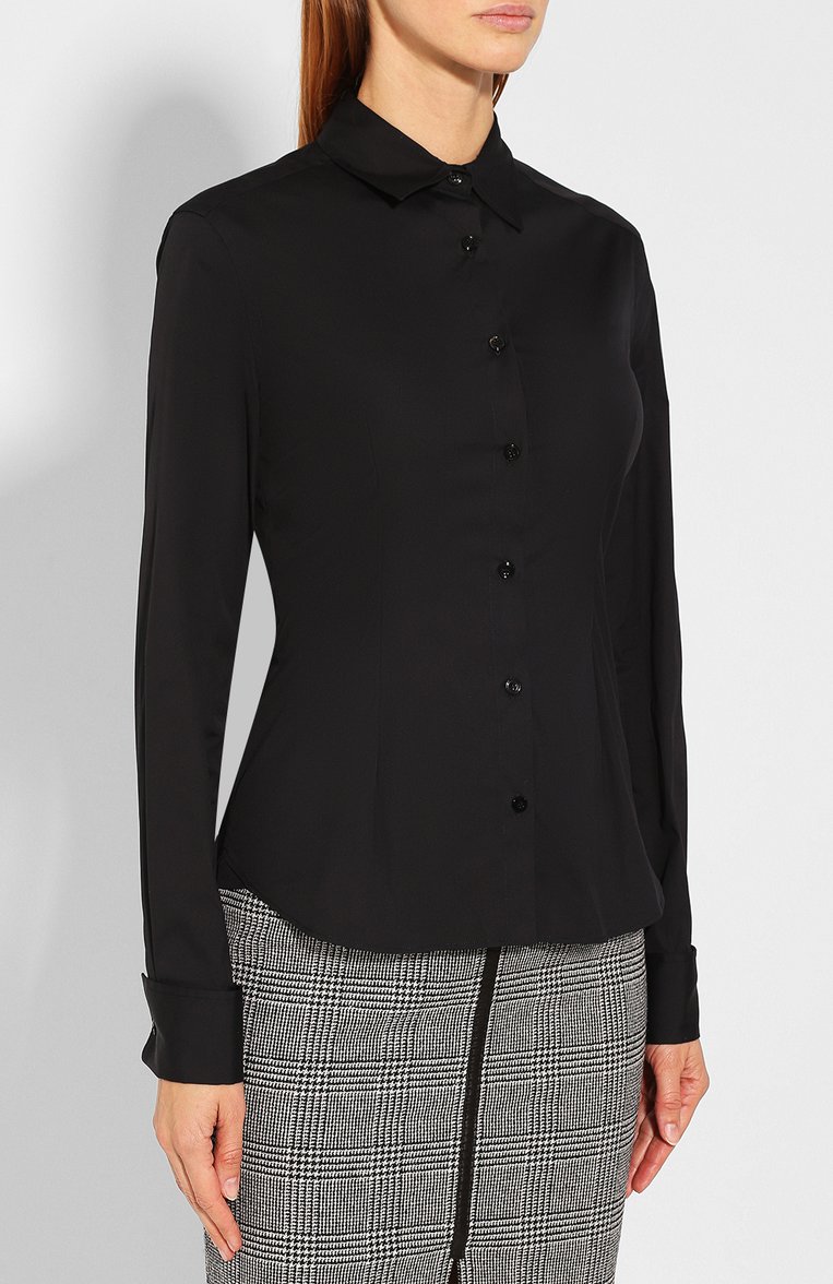Женская хлопковая рубашка TOM FORD черного цвета, арт. CA3125-FAX565 | Фото 3 (Материал внешний: Хлопок; Рукава: Длинные; Статус проверки: Проверена категория; Длина (для топов): Стандартные; Принт: Без принта; Женское Кросс-КТ: Рубашка-одежда; Стили: Классический)