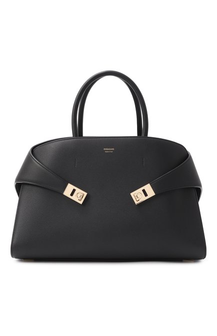 Женская сумка hug large FERRAGAMO черного цвета, арт. 215921/766591 | Фото 1 (Ремень/цепочка: На ремешке; Драгоценные камни: Проставлено; Материал: Натуральная кожа; Материал сплава: Проставлено; Размер: large)