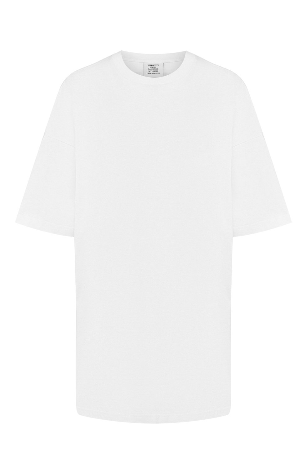 Хлопковая футболка VETEMENTS белого цвета по цене 18800 руб., арт. UAH20TR636/W, фото 1 Хлопковая футболка VETEMENTS, арт. UAH20TR636/W, фото 1