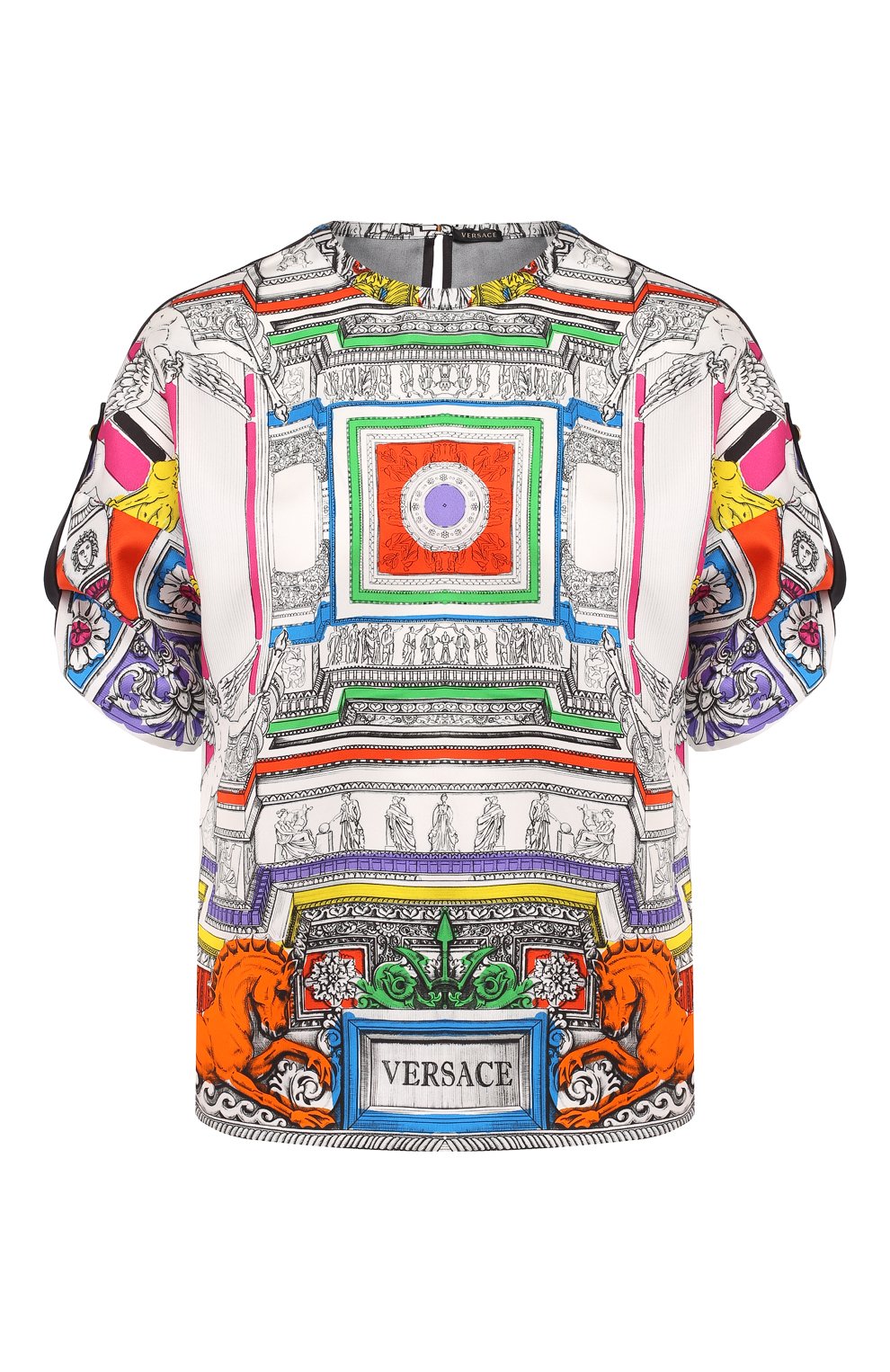 Шелковый топ VERSACE разноцветного цвета по цене 130500 руб., арт. A82352/A228395, фото 1 Шелковый топ VERSACE, арт. A82352/A228395, фото 1