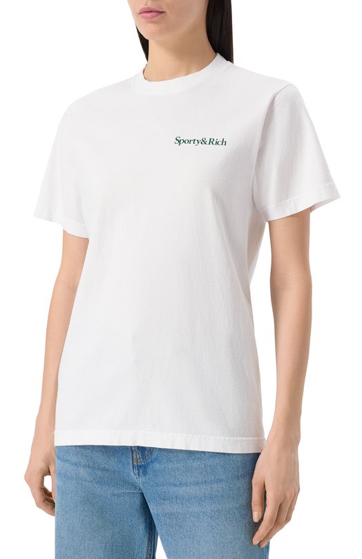 Хлопковая футболка Sporty and Rich T0043606300WH01 Белый  T0043606300WH01 Фото 3